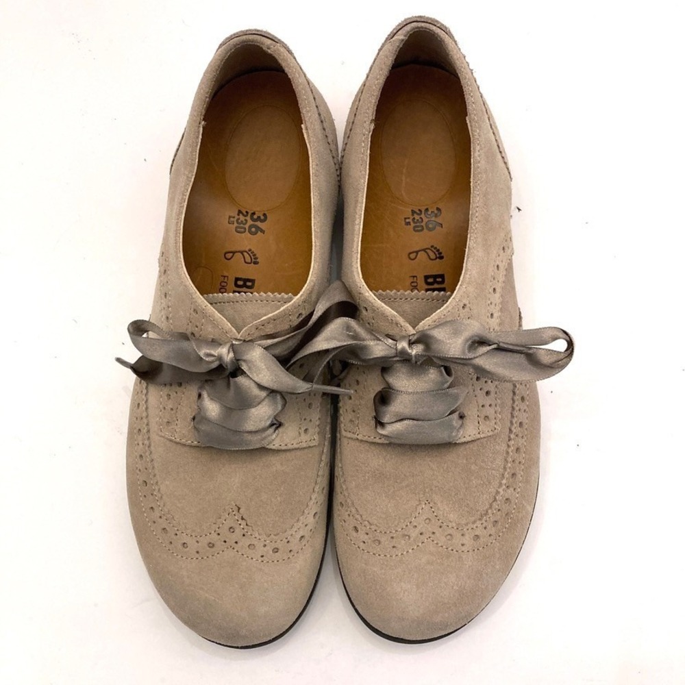 Birkenstock Laramie Wingtip Suede Shoes Taupe Regular Fit Women 5 EU‎ 36